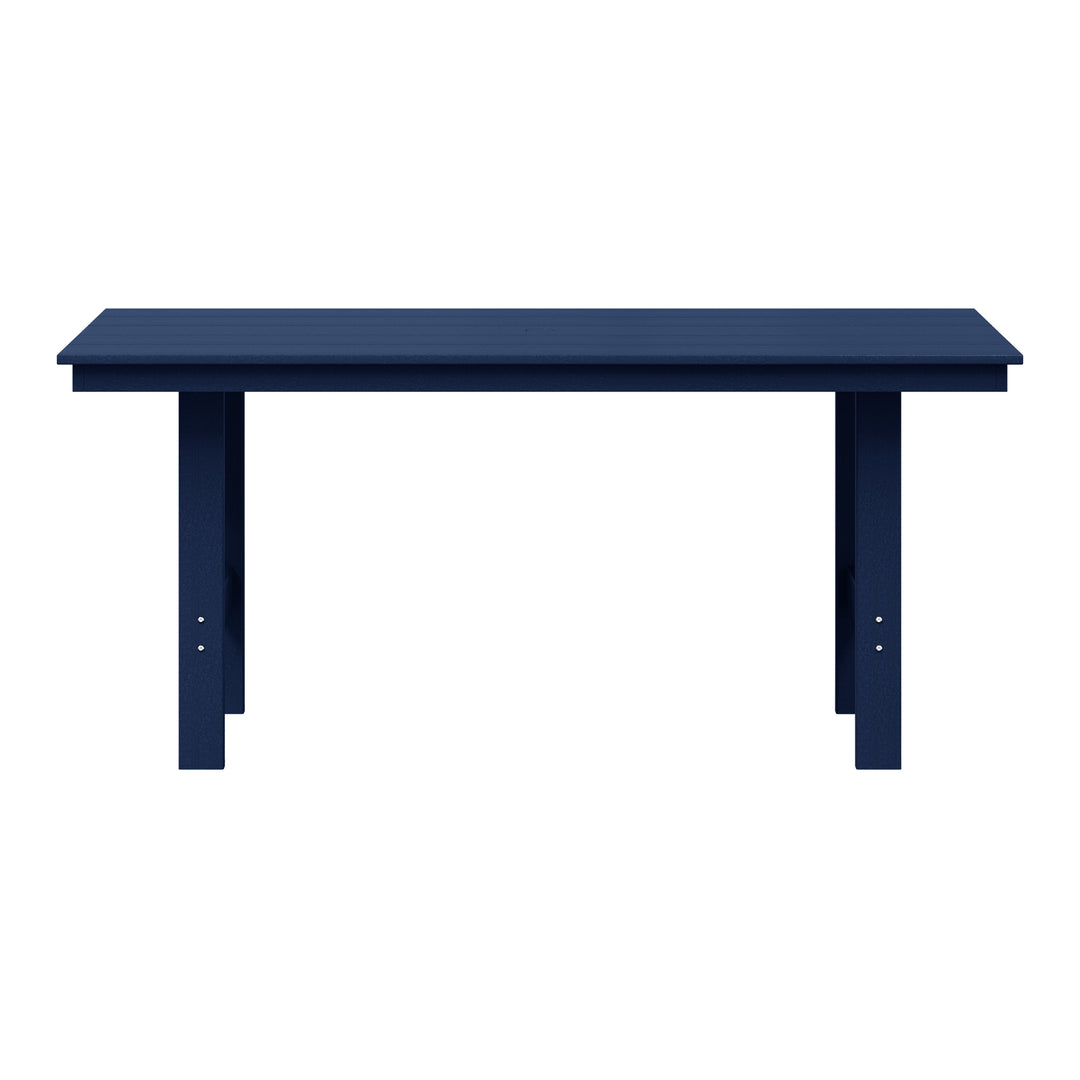 Ashore Outdoor Modern HDPE 66" Wide Rectangle Patio Dining Table for 6