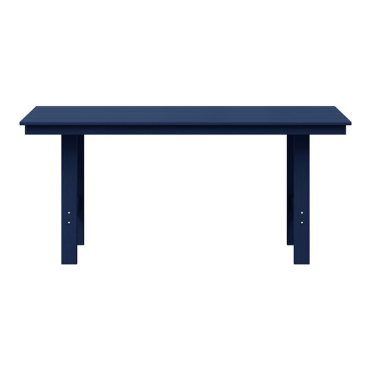 Ashore Outdoor Modern HDPE 66" Wide Rectangle Patio Dining Table for 6