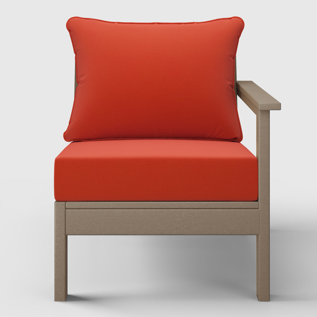 Avalon Outdoor Patio HDPE Right Arm Sectional Corner Club Chair with Patio Cushions