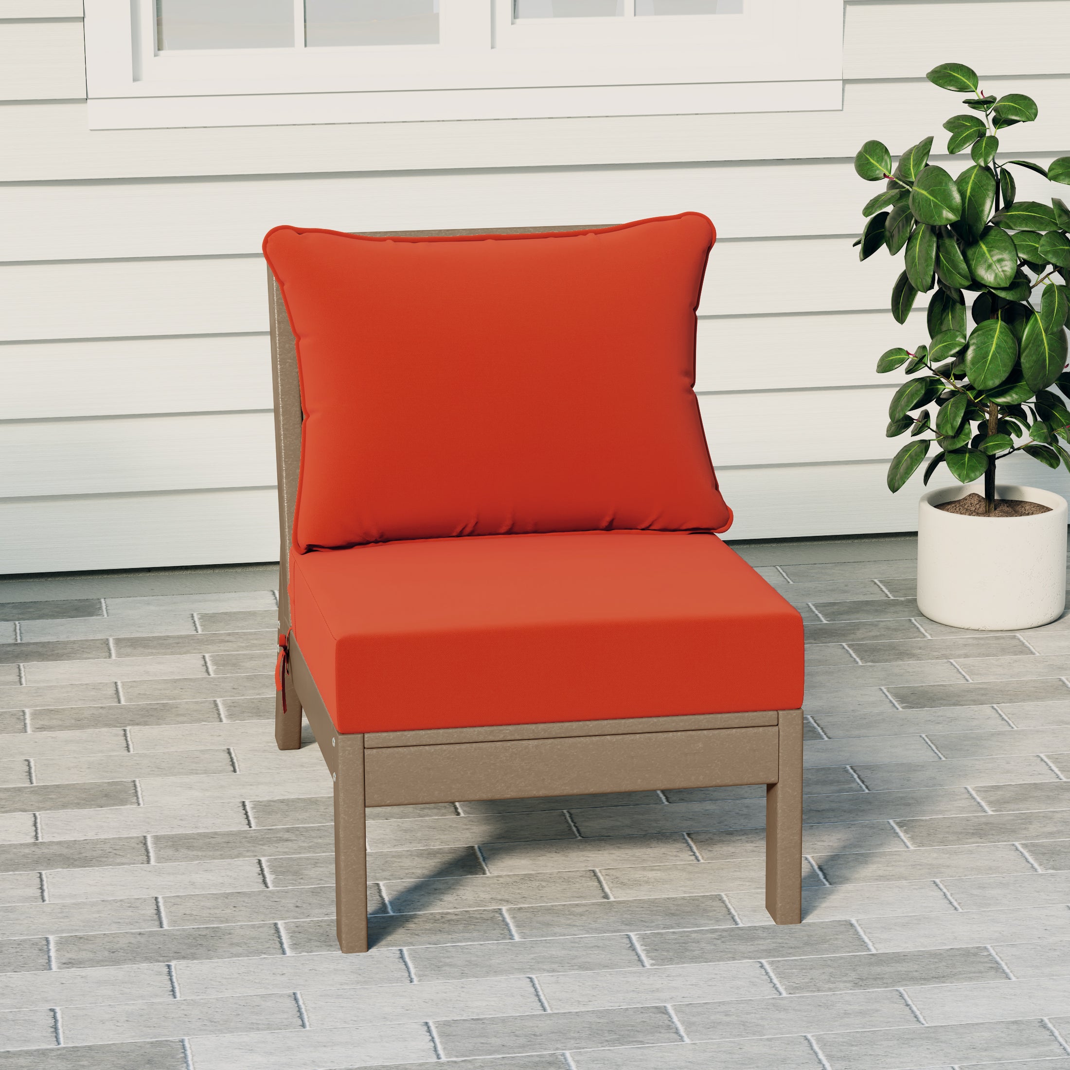 Avalon Outdoor HDPE Deep Seating Modular Armless Patio Chair with Patio Cushions