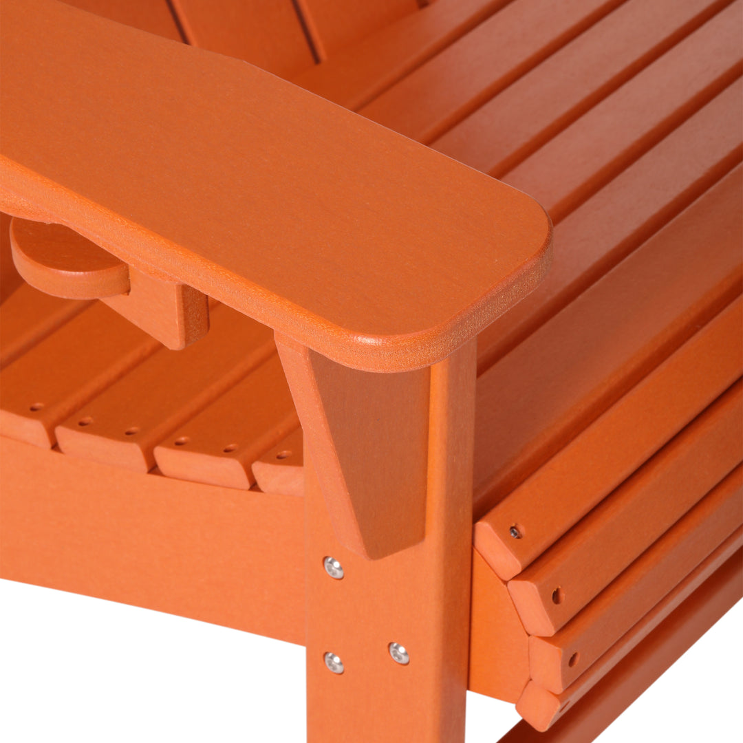 Highland 2-Piece Outdoor Patio HDPE Adirondack Chair With Ottoman and Cup Holder Set