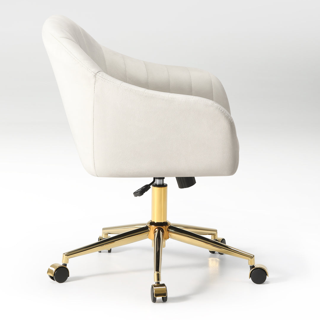 Phoebe Upholstered Velvet Swivel Vanity Office Chair With Wheels