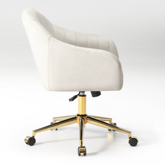Phoebe Upholstered Velvet Swivel Vanity Office Chair With Wheels