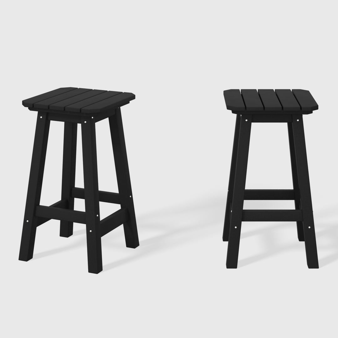 Malibu 24" HDPE Outdoor Patio Square Counter Height Bar Stool (Set of 2)