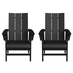 Ashore Outdoor Patio HDPE Plastic Modern Adirondack Dining Chairs (Set of 2)