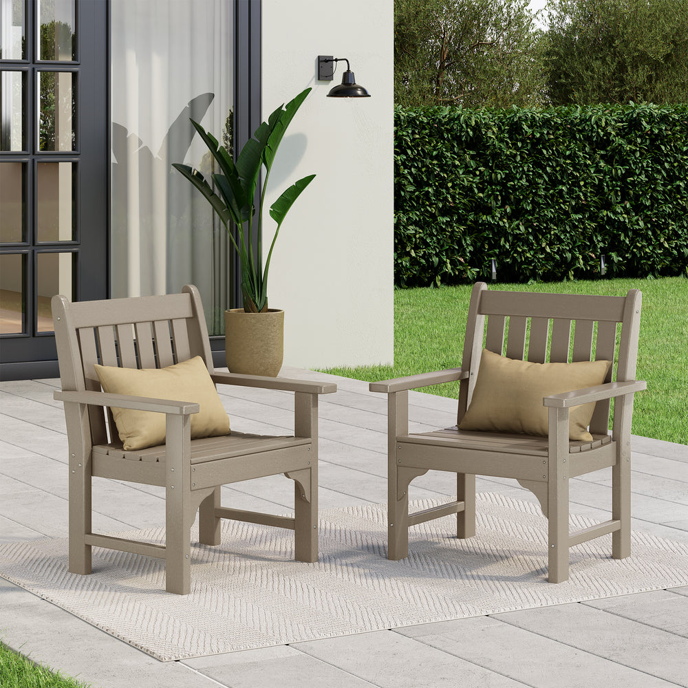Malibu Outdoor Patio HDPE Adirondack Dining Arm Chairs (Set of 2)