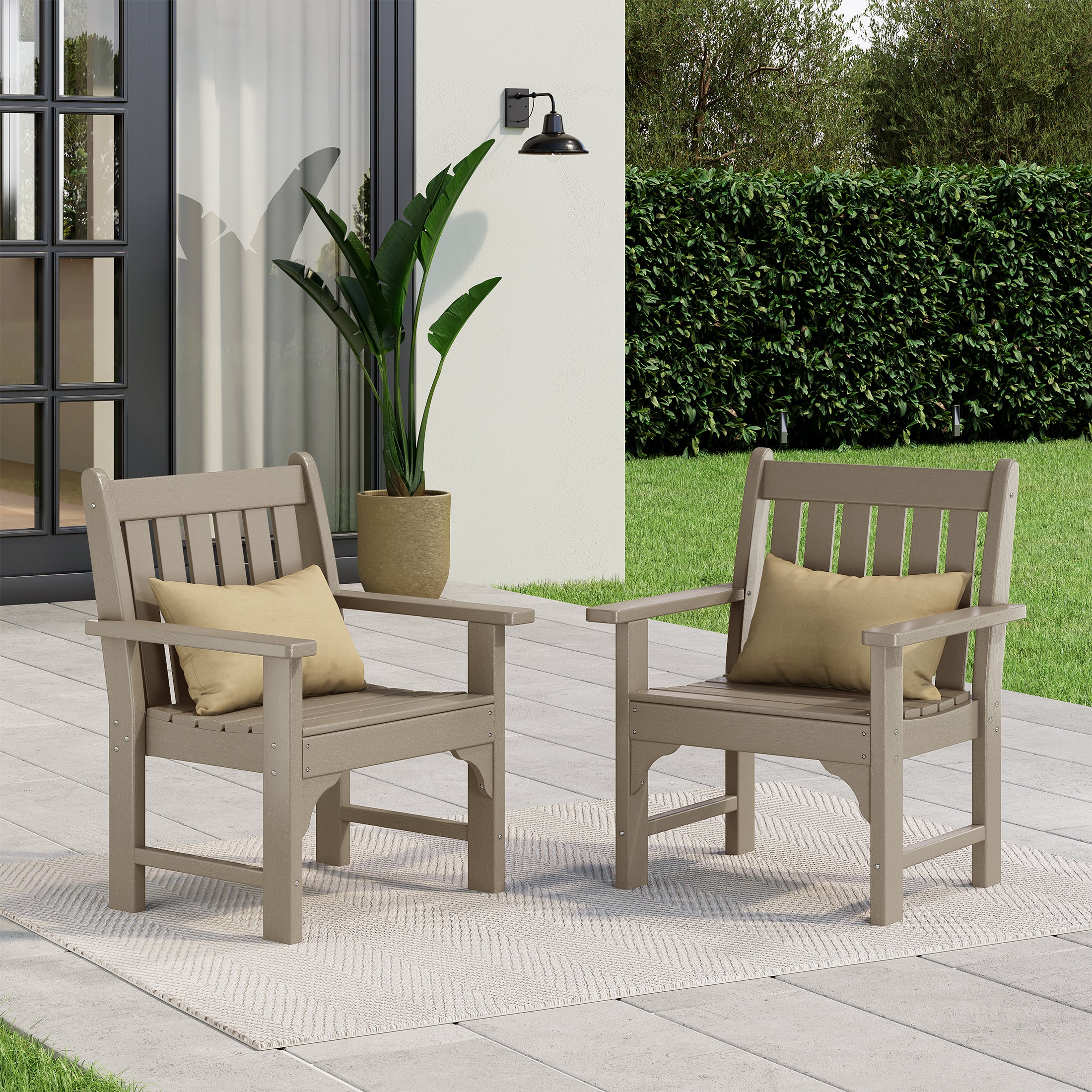 Malibu Outdoor Patio HDPE Adirondack Dining Arm Chairs (Set of 2)