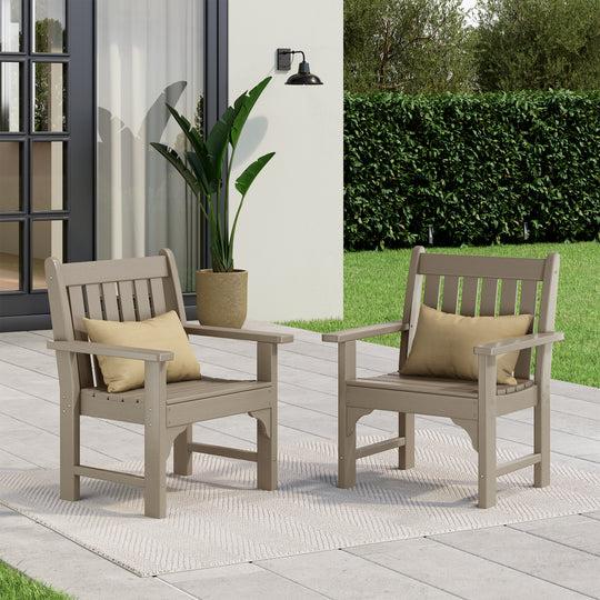 Malibu Outdoor Patio HDPE Adirondack Dining Arm Chairs (Set of 2)