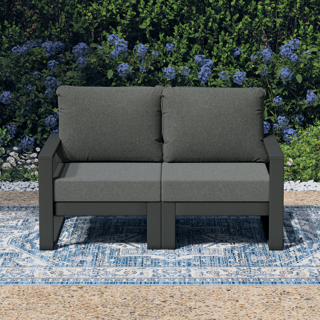 Montara Outdoor HDPE All-Weather Modern Patio Loveseat with Waterproof Cushions