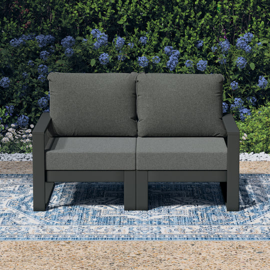 Montara Outdoor HDPE All-Weather Modern Patio Loveseat with Waterproof Cushions