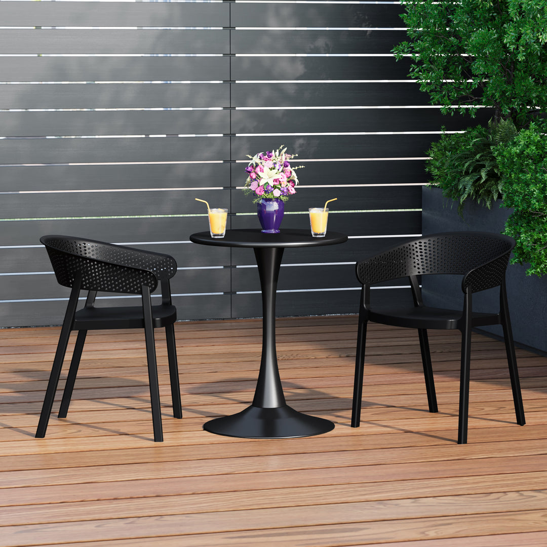 Playa Outdoor Modern Stackable Plastic Resin Patio Dining Armchair (Set of 2)