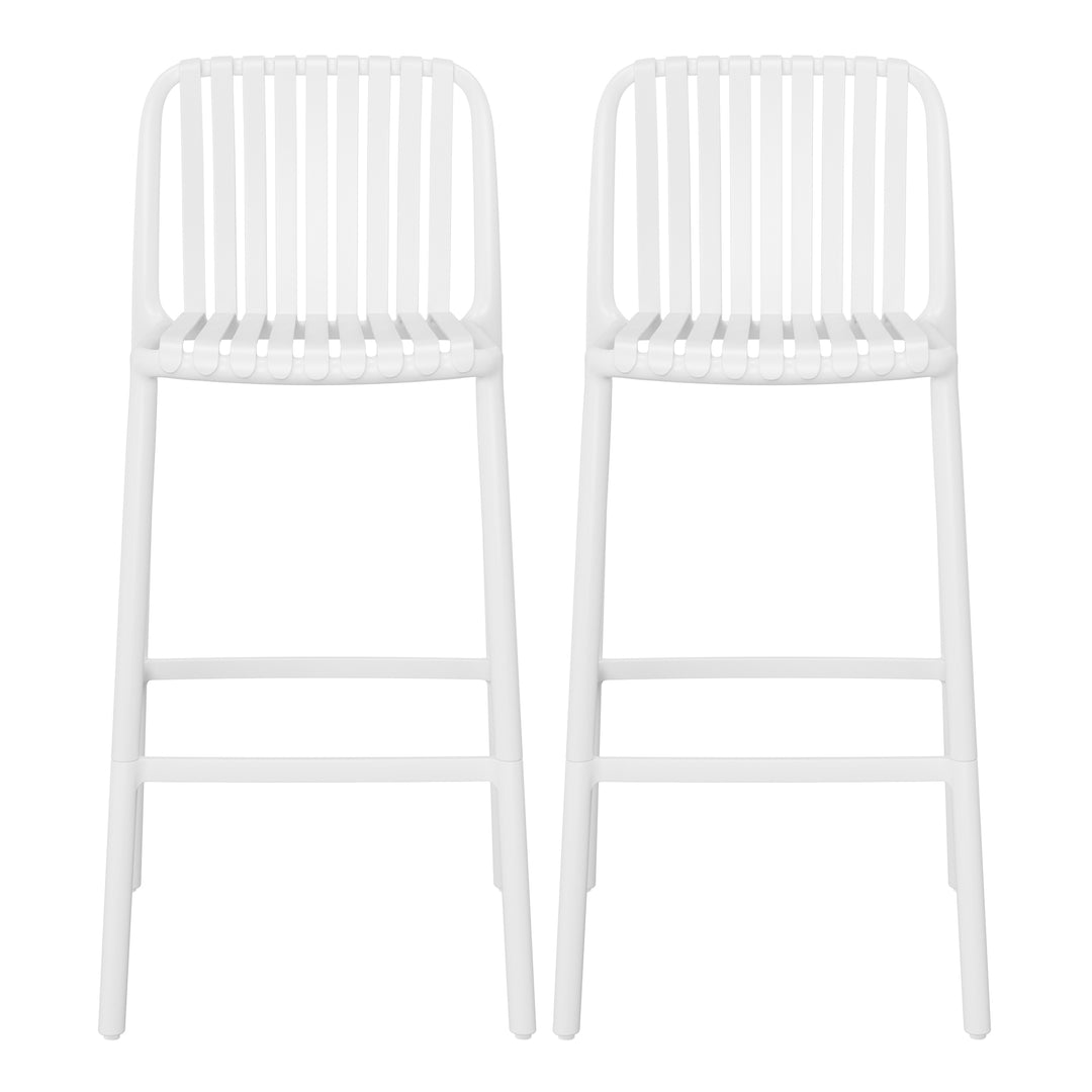 Playa 29.5" Outdoor Modern Polypropylene Plastic Patio Bar Height Stools (Set of 2)