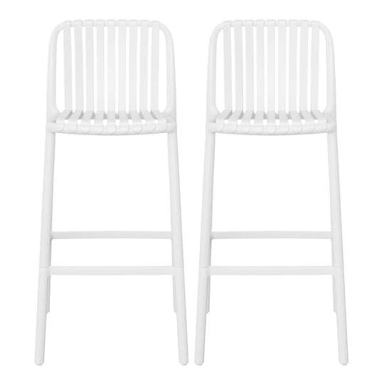 Playa 29.5" Outdoor Modern Polypropylene Plastic Patio Bar Height Stools (Set of 2)