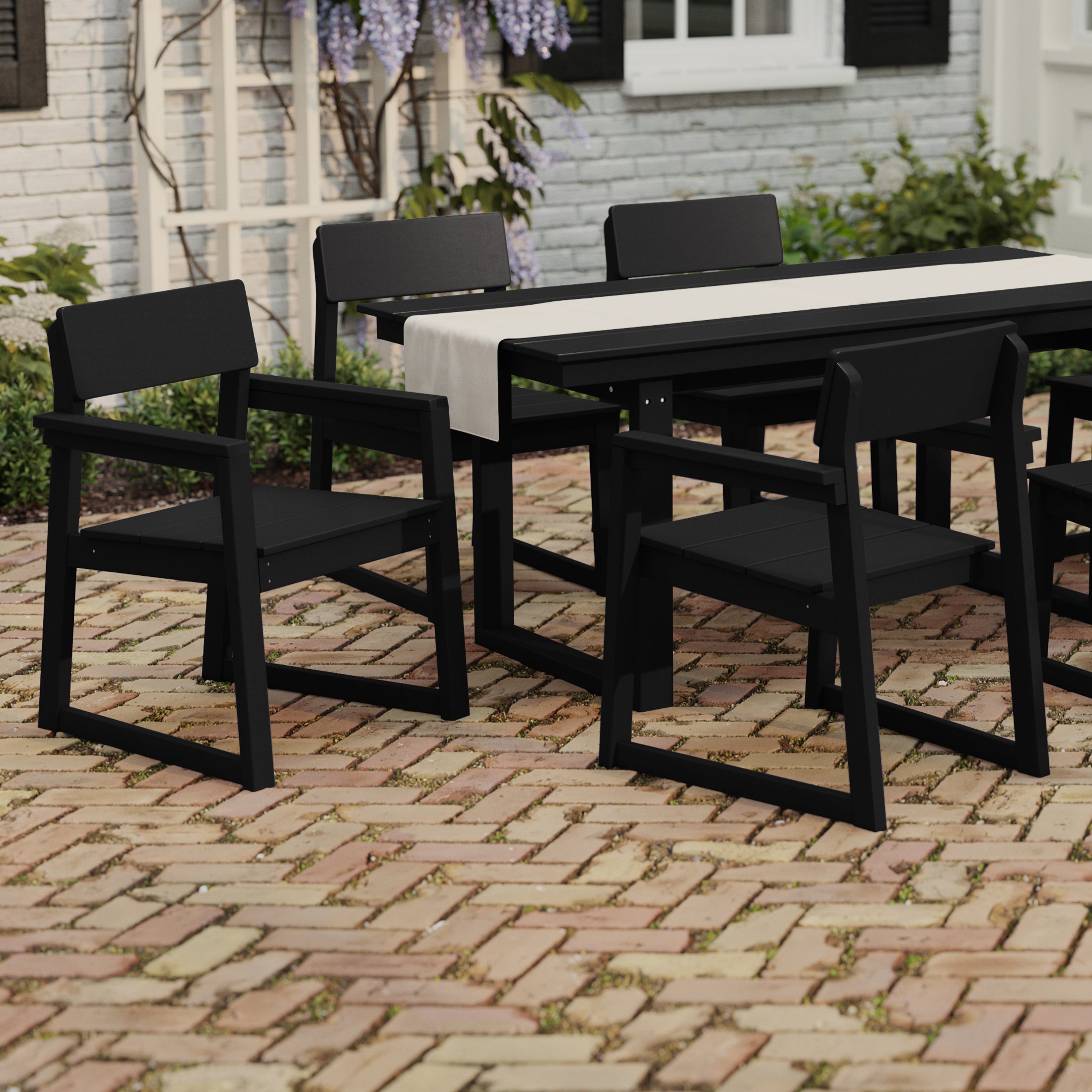 Paloma Modern HDPE Outdoor Patio Dining Arm Chairs (Set of 2)
