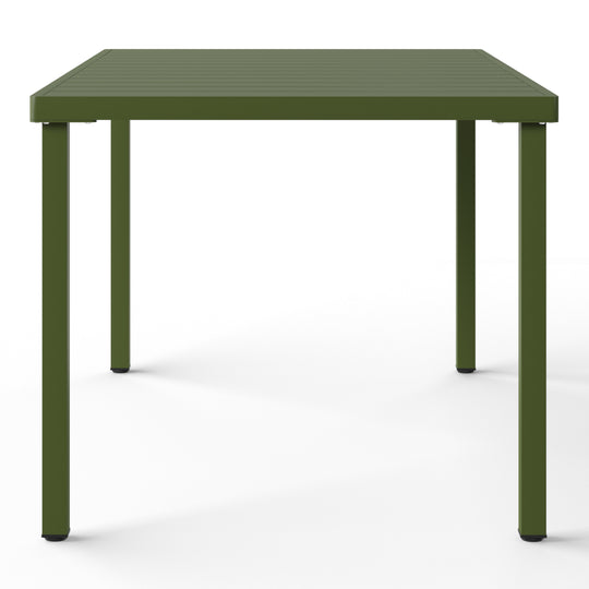 Playa 7-Piece Outdoor Rectangular Metal Patio Dining Table Set With Stackable Resin Patio Side Chairs