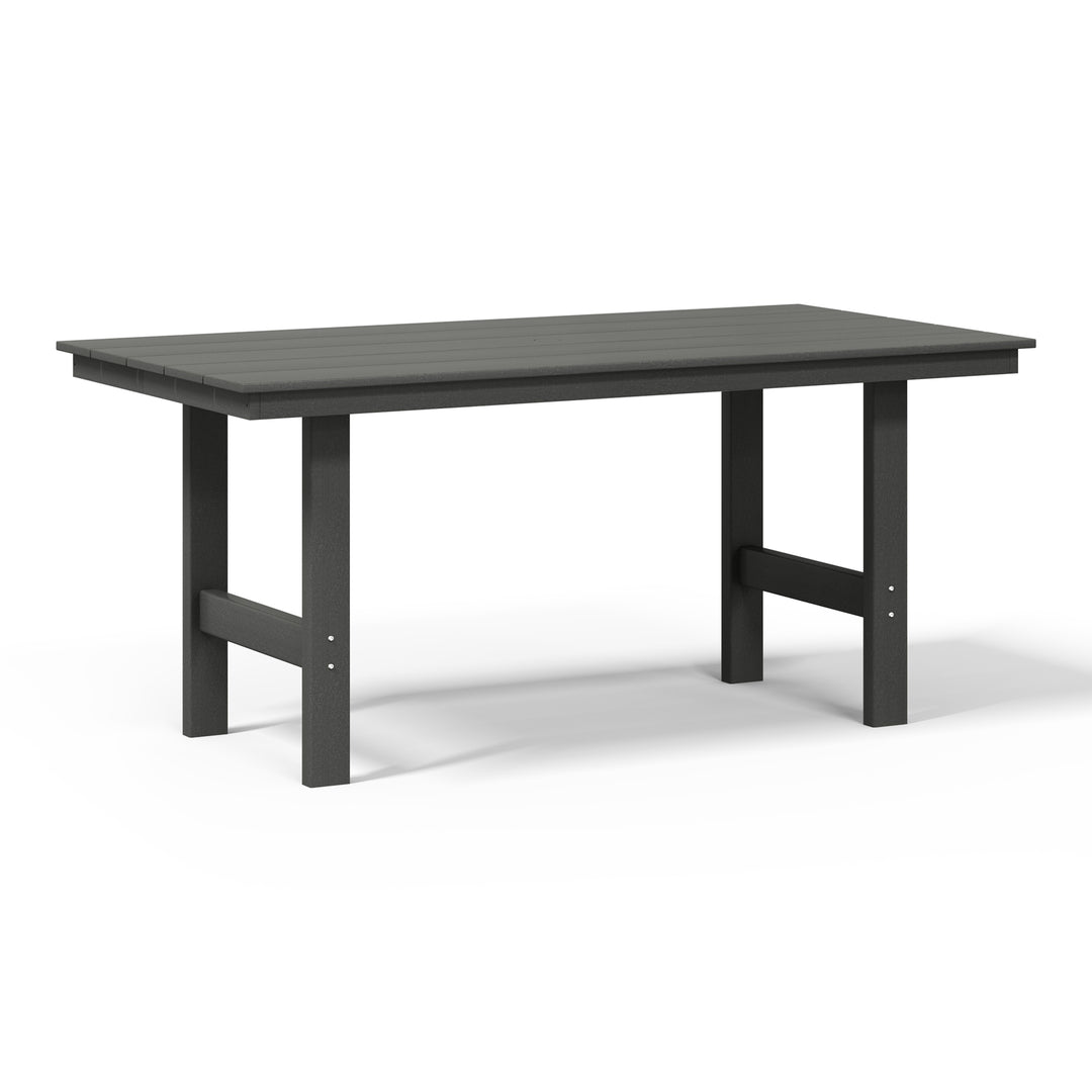 Ashore Outdoor Modern HDPE 66" Wide Rectangle Patio Dining Table for 6