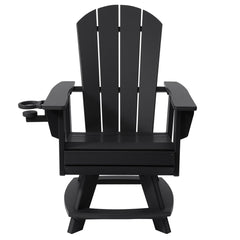 Malibu Outdoor HDPE Swivel Adirondack Patio Dining Chair With Cup Holder