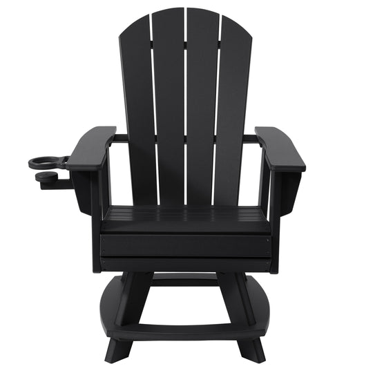 Malibu Outdoor HDPE Swivel Adirondack Patio Dining Chair With Cup Holder