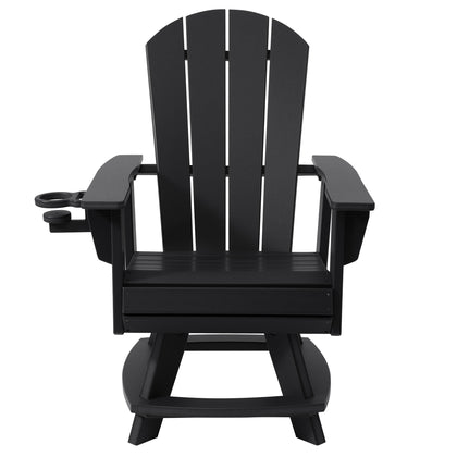 Malibu Outdoor HDPE Swivel Adirondack Patio Dining Chair With Cup Holder