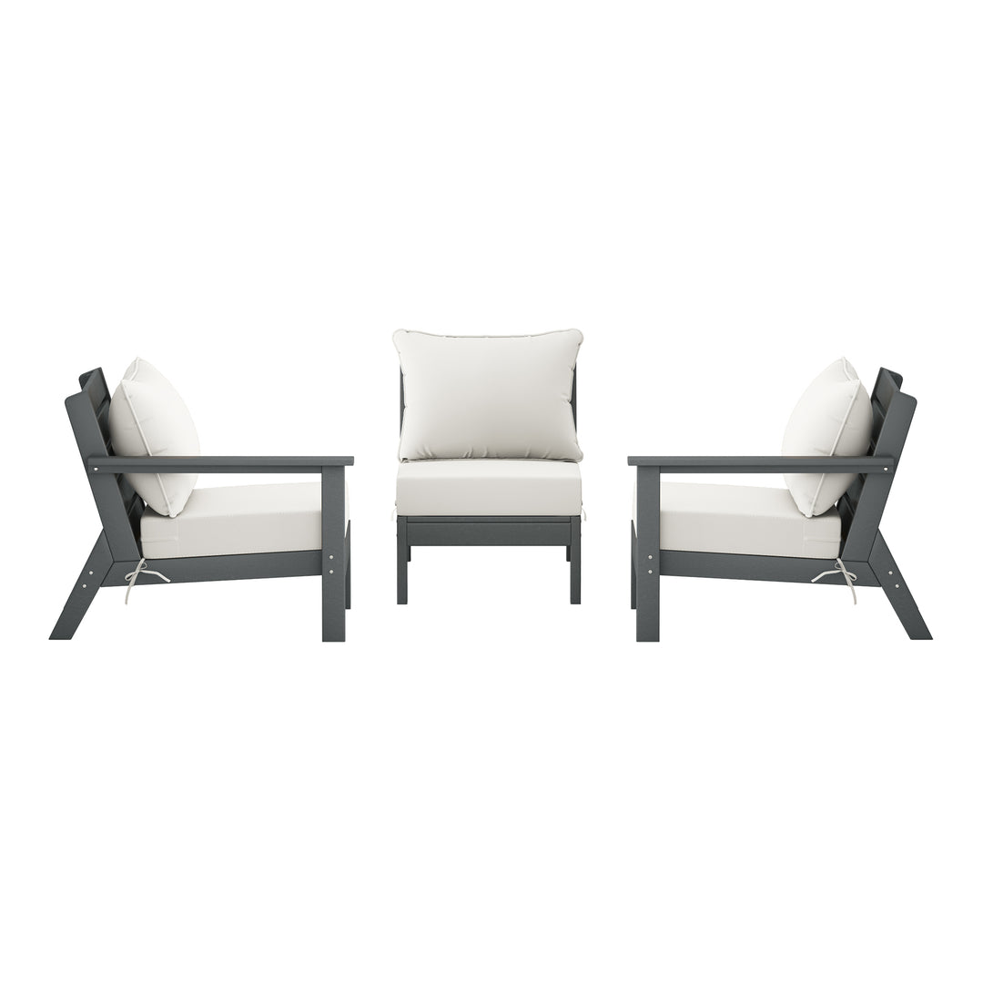 Avalon Outdoor Patio HDPE Sectional Sofa with Patio Cushions
