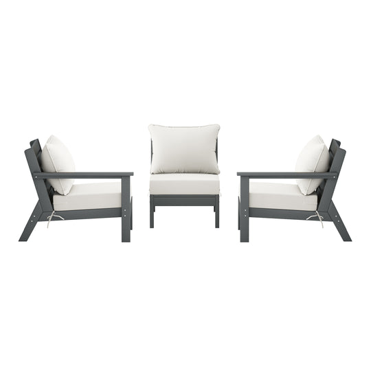 Avalon Outdoor Patio HDPE Sectional Sofa with Patio Cushions