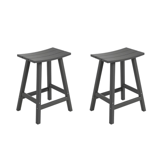 Malibu 2 piece set of 24" height Outdoor / Patio Saddle bar stools
