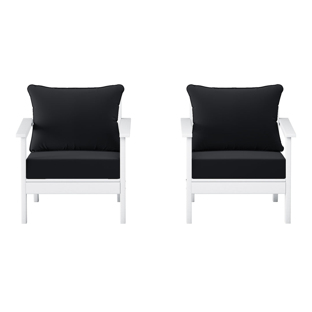 Avalon Outdoor Modern HDPE Patio Club Chairs with Deep Seat Cushions (Set of 2)