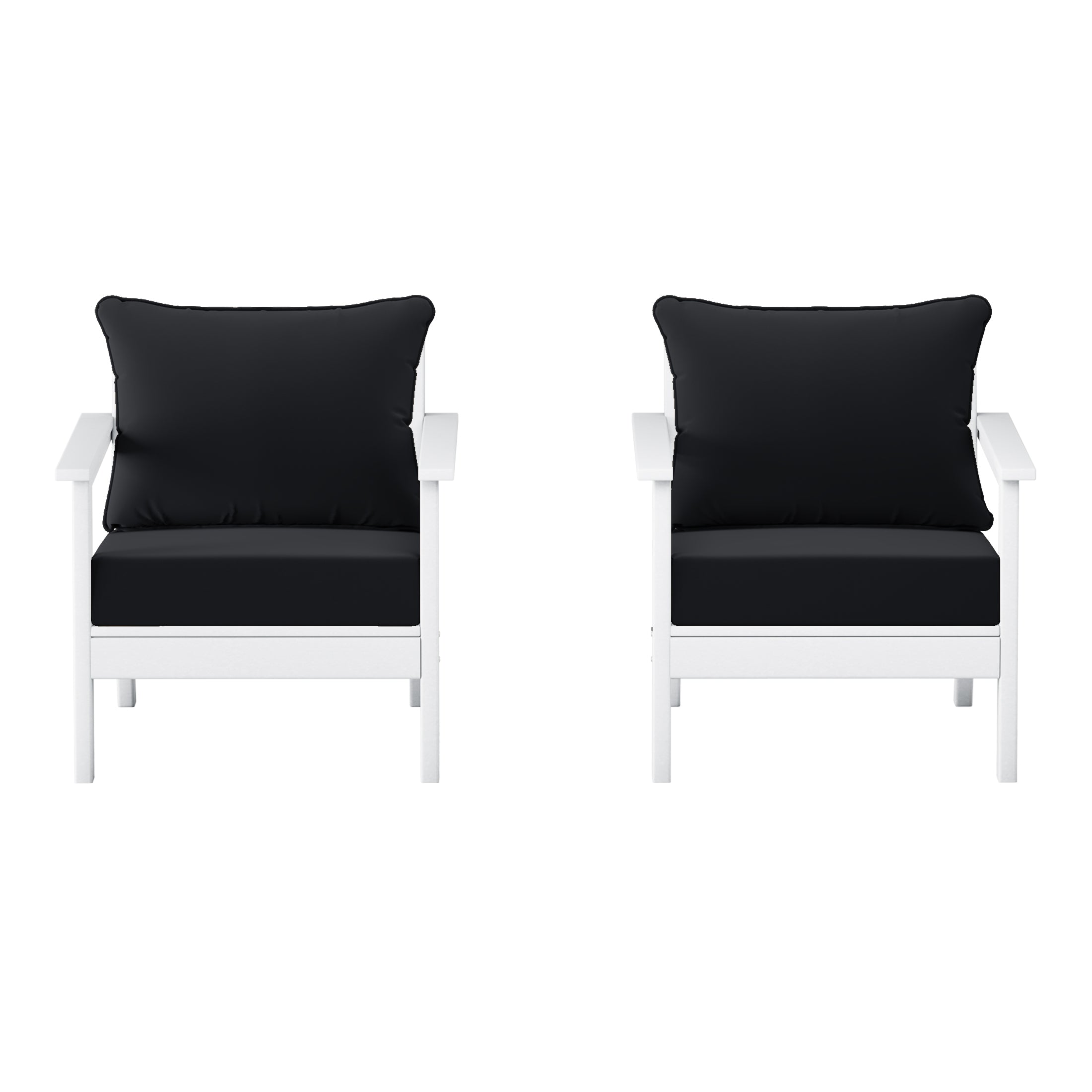 Avalon Outdoor Modern HDPE Patio Club Chairs with Deep Seat Cushions (Set of 2)