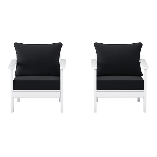 Avalon Outdoor Modern HDPE Patio Club Chairs with Deep Seat Cushions (Set of 2)