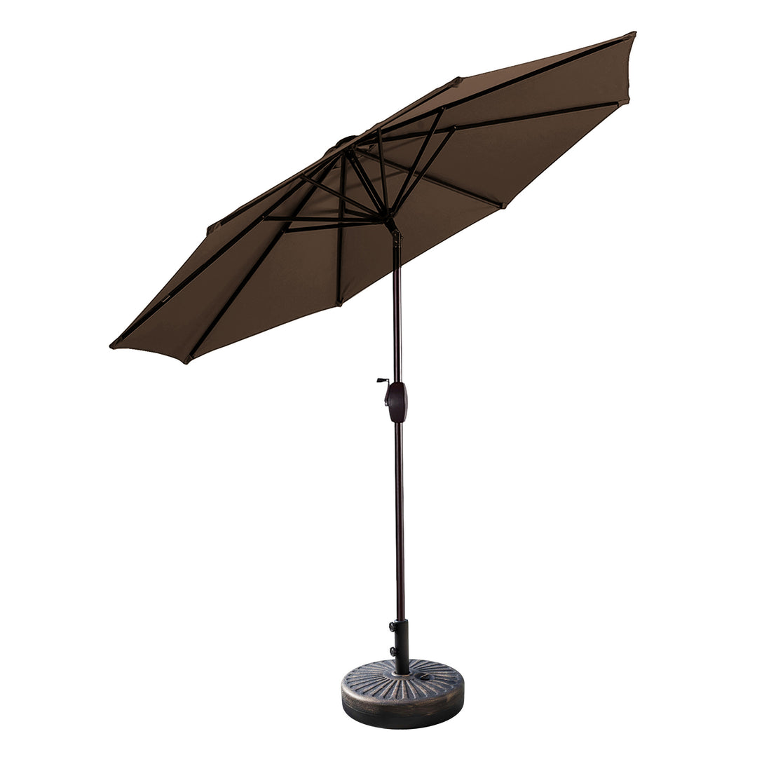 Paolo 9 ft. Patio Umbrella with Bronze Round Weight Base Kit