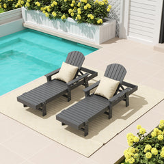 Dylan Adirondack reclining chaise lounge with arms in Gray styled outdoors