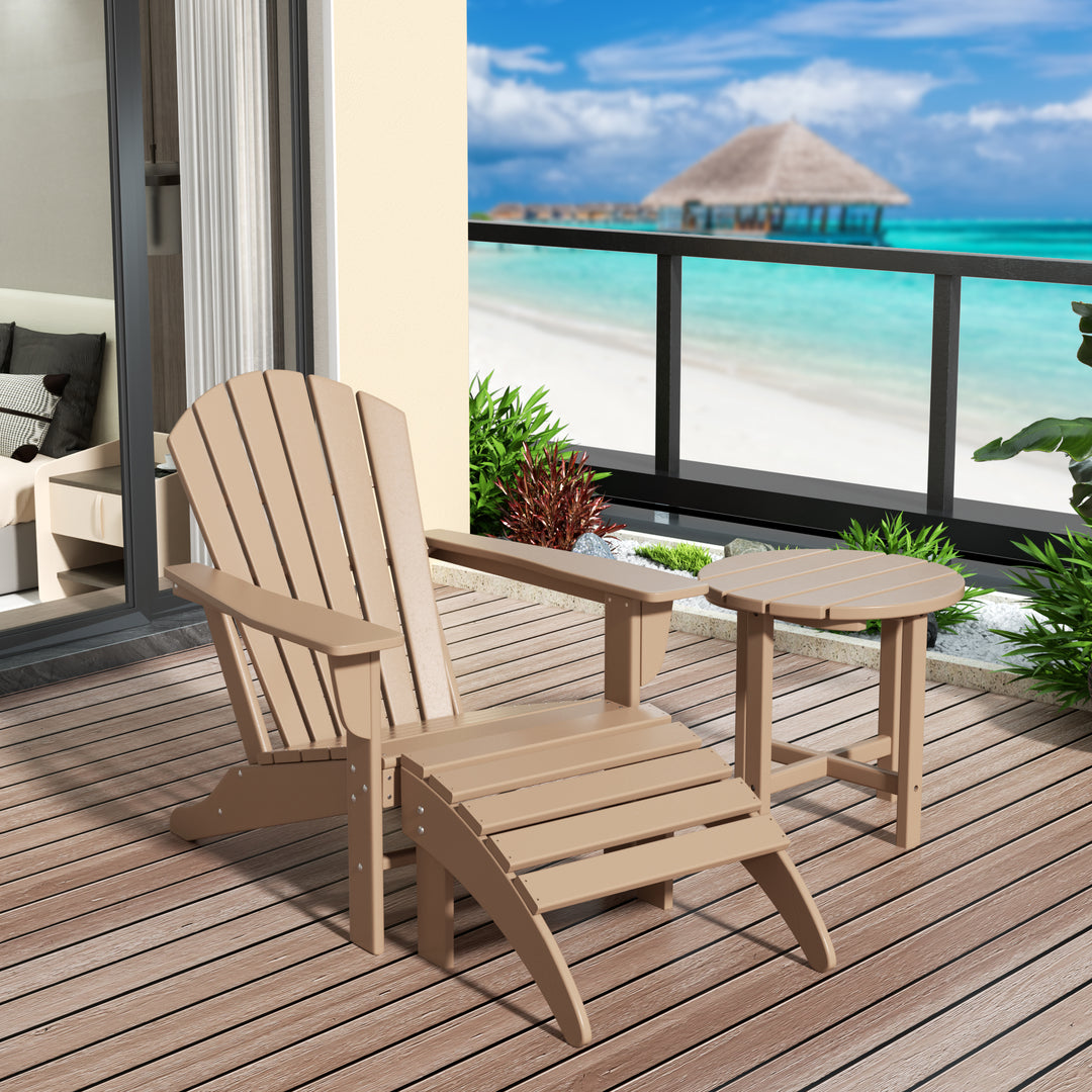 Dylan Outdoor Adirondack Chair With Ottoman And Side Table 3-Piece Set