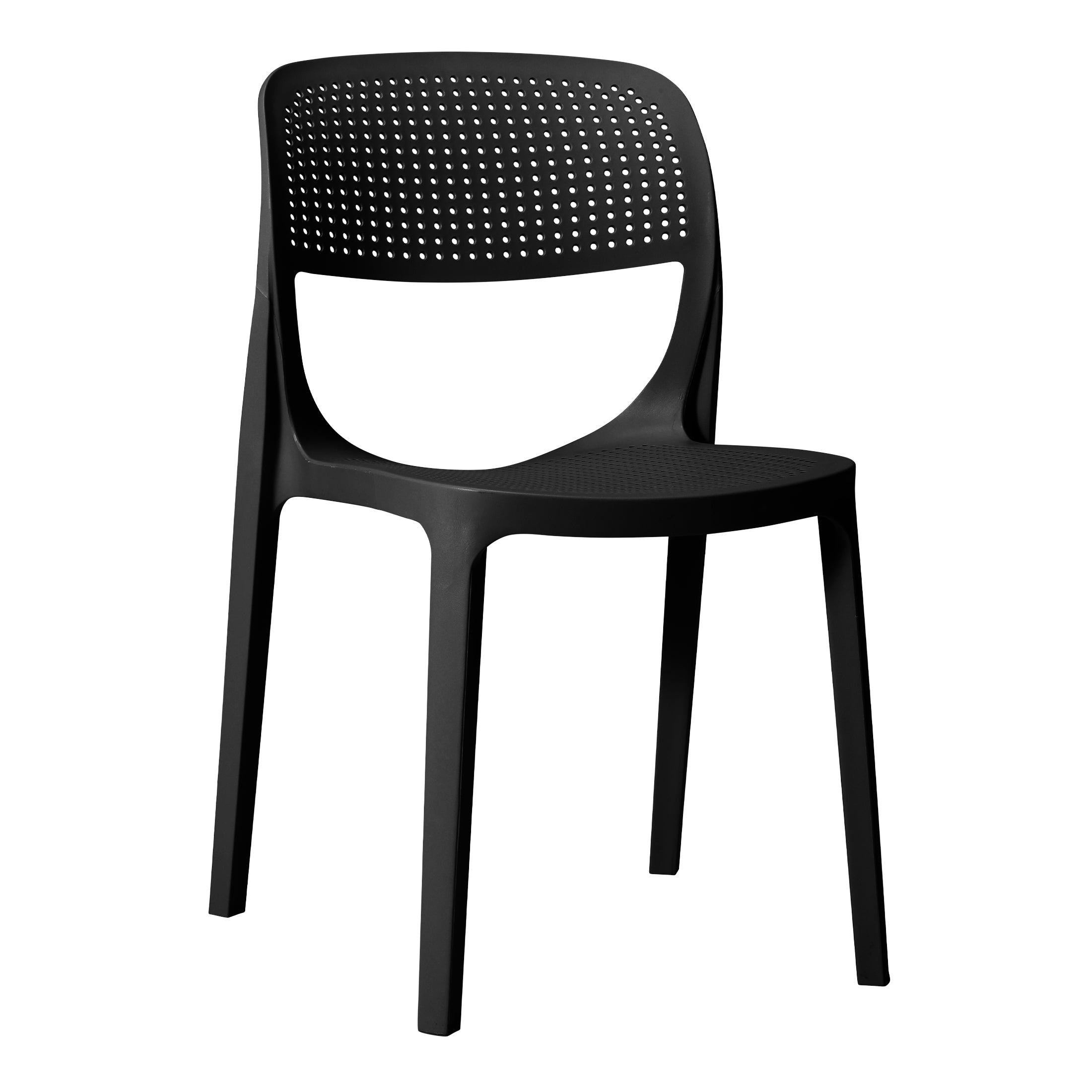 Playa 3-Piece Round Metal Bistro Dining Table Set And Stackable Resin Patio Dining Side Chairs