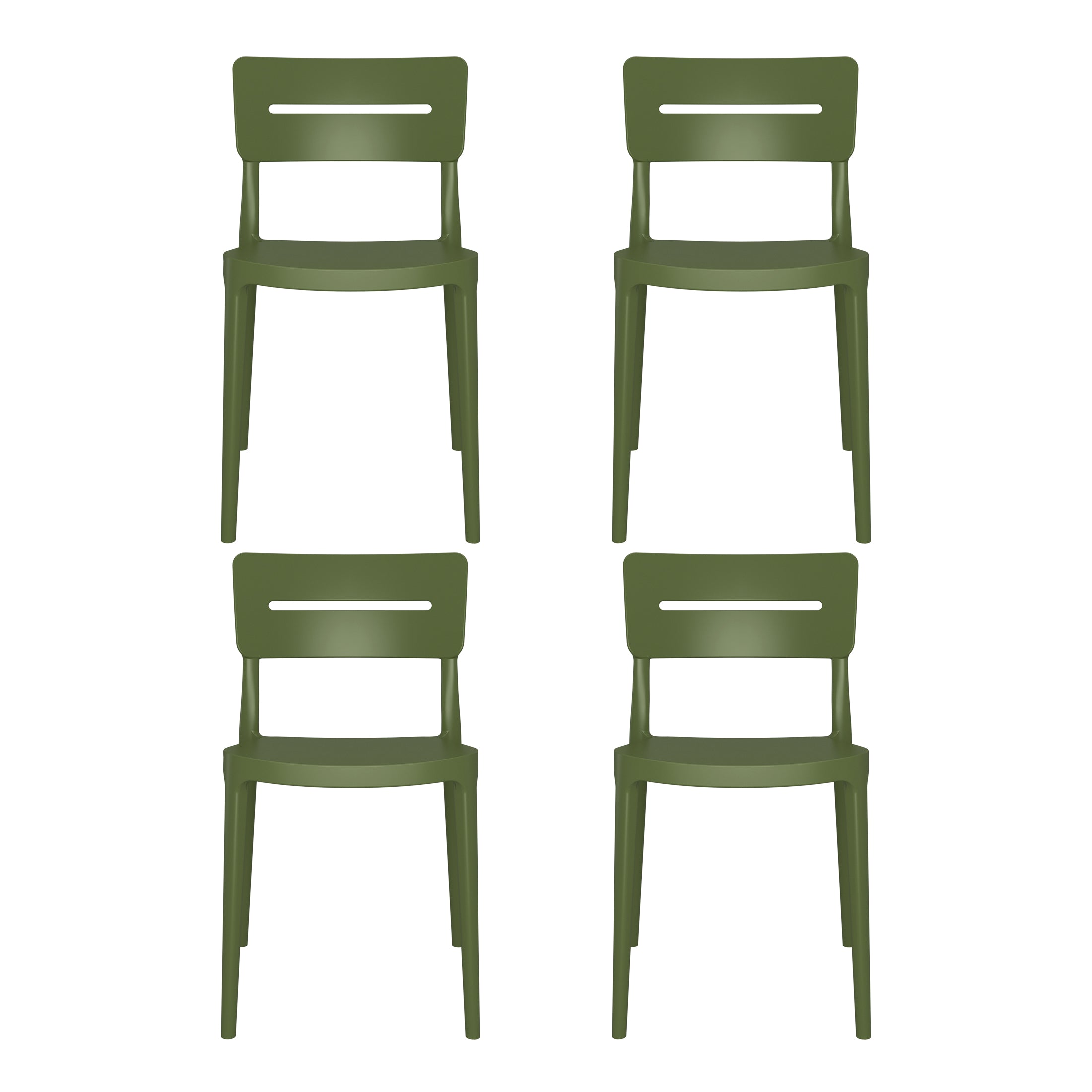 Playa Outdoor Modern Stackable Plastic Patio Dining Chairs (Set of 4)