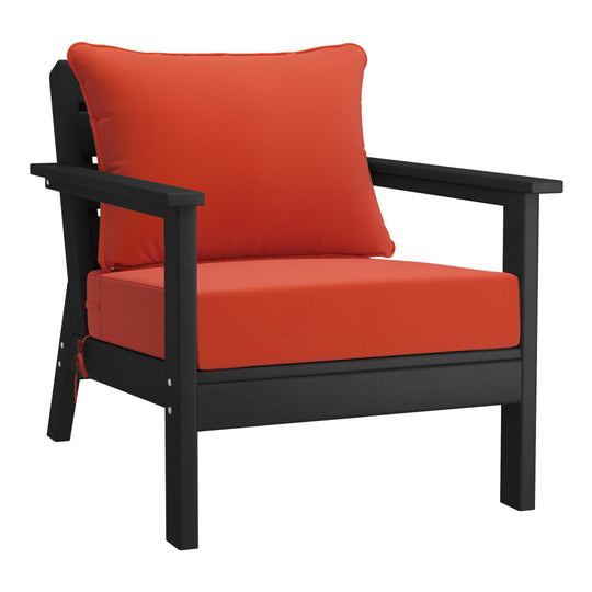 Avalon Outdoor Modern HDPE Patio Club Chairs with Deep Seat Cushions (Set of 2)