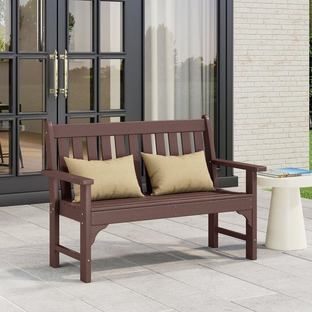 Malibu Outdoor 2-Person All-Weather HDPE Front Porch Garden Bench