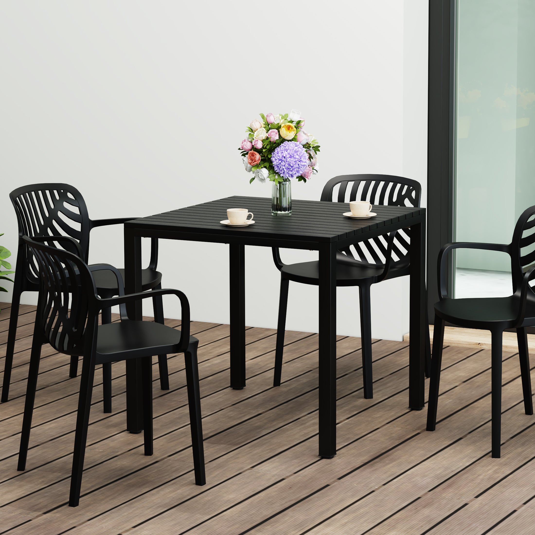 Playa 31.5" Iron Metal Frame Outdoor Square Patio Dining Table