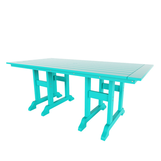 Malibu 6-Piece HDPE Rectangular Patio Dining Table Set with Foldable Chairs and Patio Bench