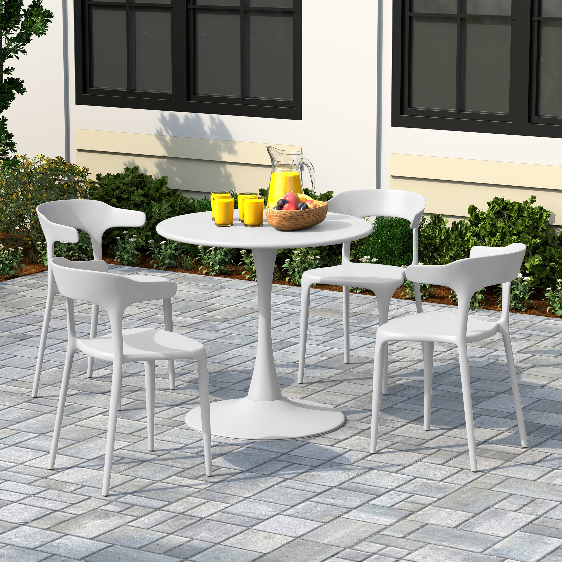 Playa Modern Stackable Resin Plastic Patio Dining Chair (Set of 4)