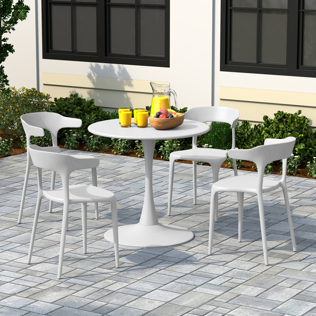Playa 5-Piece Outdoor Metal Patio Dining Table Set With Stackable Patio Chairs
