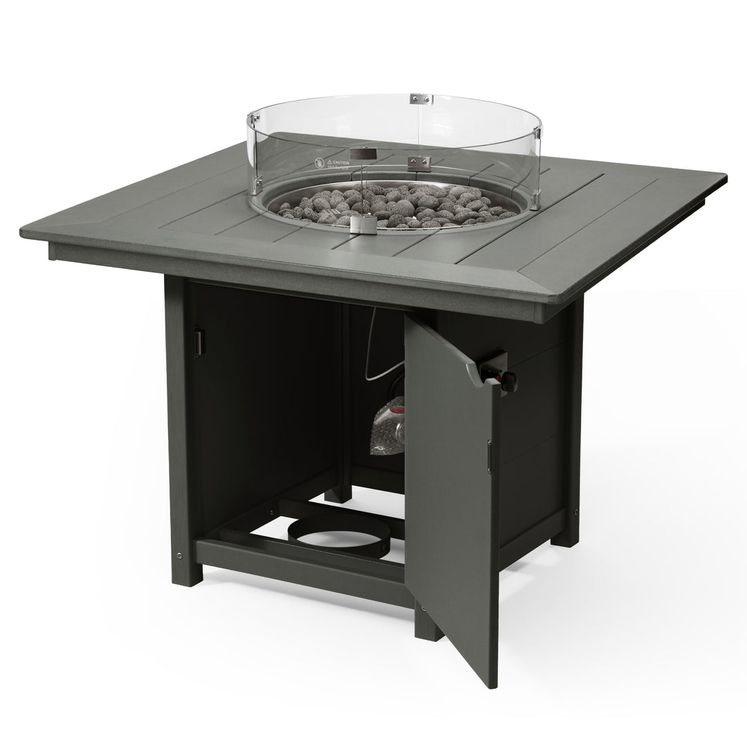 Helios Modern Outdoor Patio Propane 42" Square Fire Pit Table