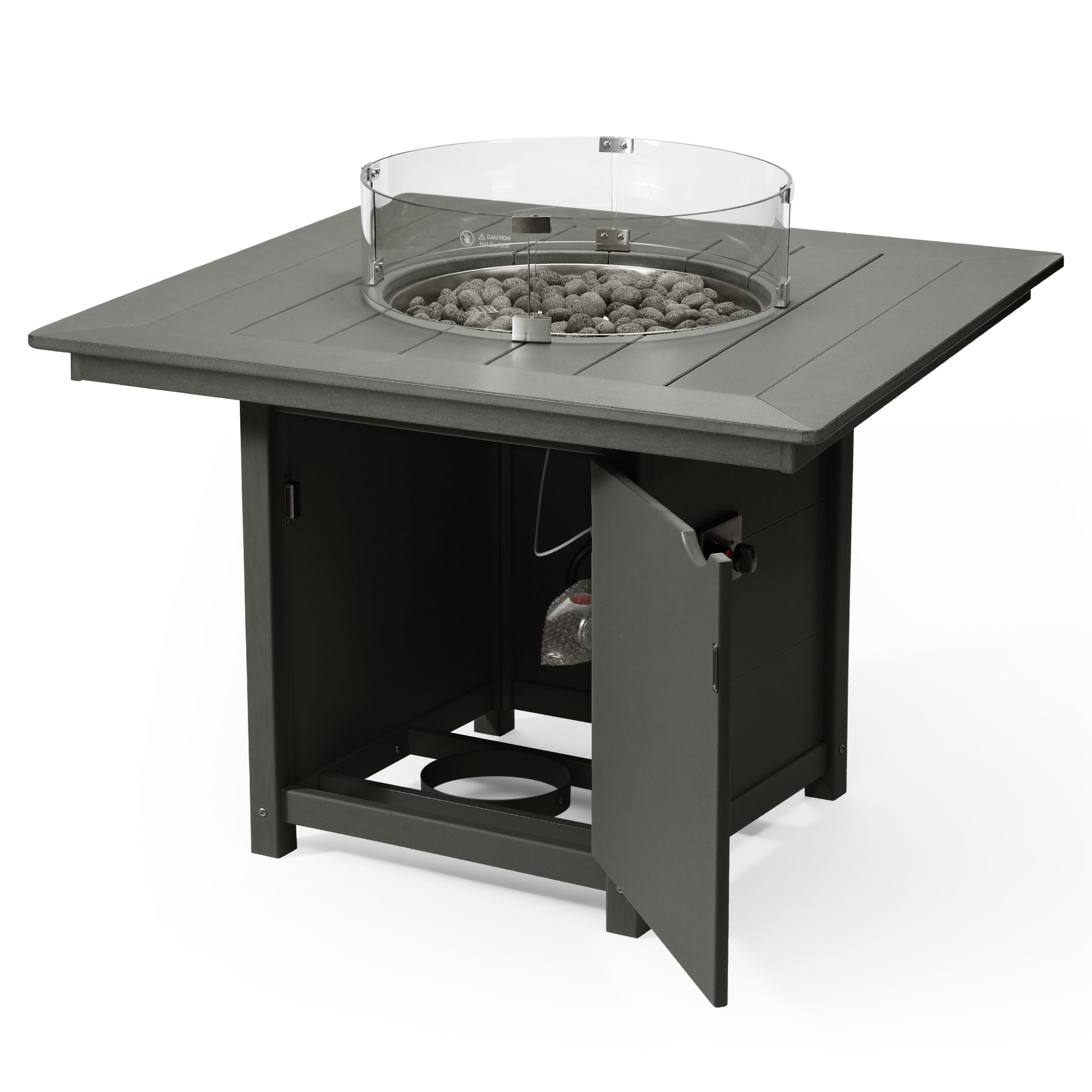 Helios Modern Outdoor Patio Propane 42" Square Fire Pit Table