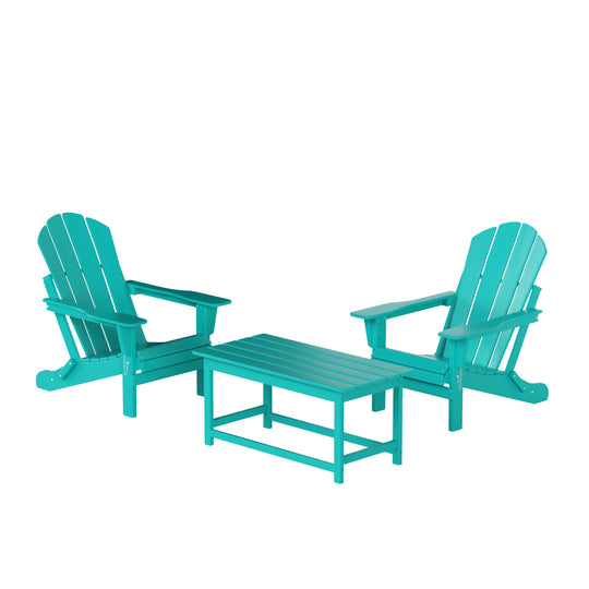 Malibu Westintrends 3-Piece set Outdoor / Patio Poly Adirondack chair set with a Coffee table ( 2 seater )