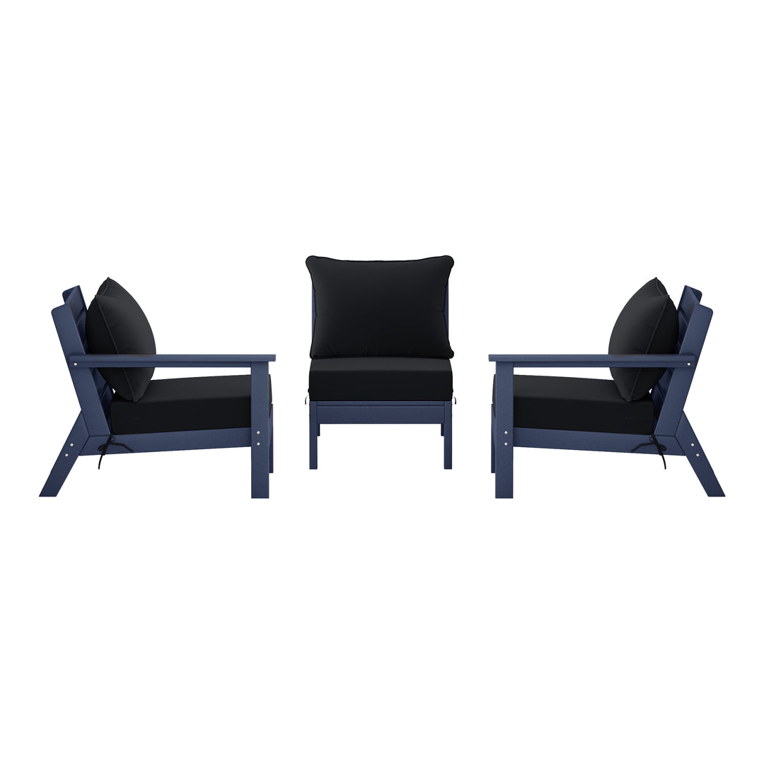 Avalon Outdoor Patio HDPE Sectional Sofa with Patio Cushions