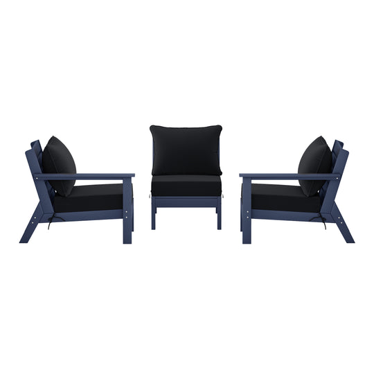 Avalon Outdoor Patio HDPE Sectional Sofa with Patio Cushions