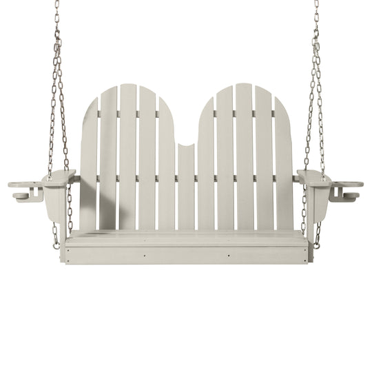 St. Augustine 4ft Outdoor HDPE Poly Farmhouse Hanging Porch Swing With Cup Holders