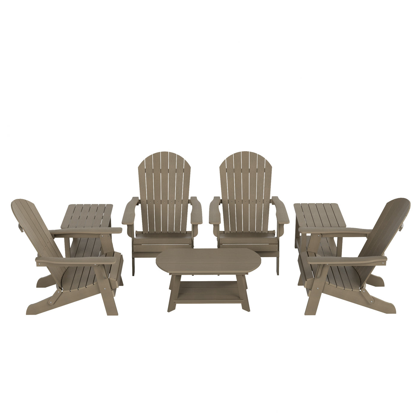 Tuscany HIPS 7-Piece Outdoor Folding Adirondack Chair With Coffee Table and Side Table Set