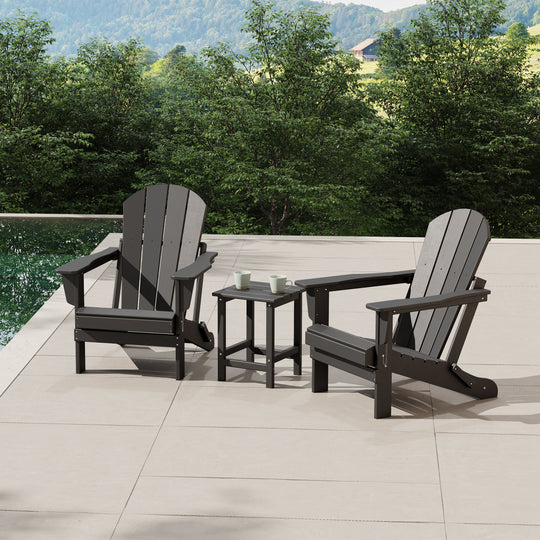 Malibu 3-Piece set Outdoor / Patio Poly Adirondack chair set with a side table ( 2 seater )