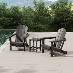 Malibu Adirondack chair set with side table in Gray styled outdoors