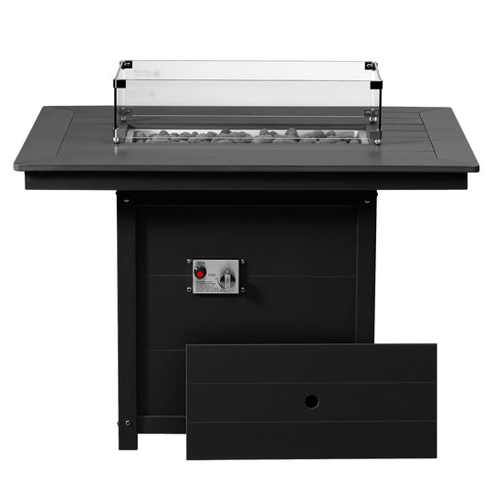 Helios 46" Modern Outdoor Patio Gas Propane Rectangular Fire Pit Table